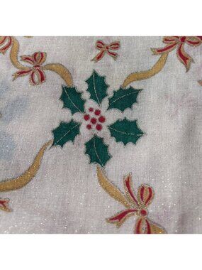 Christmas Holly Cotton Fabric 1/2 yard x 45" Snowflake Bow Glitter Quilting